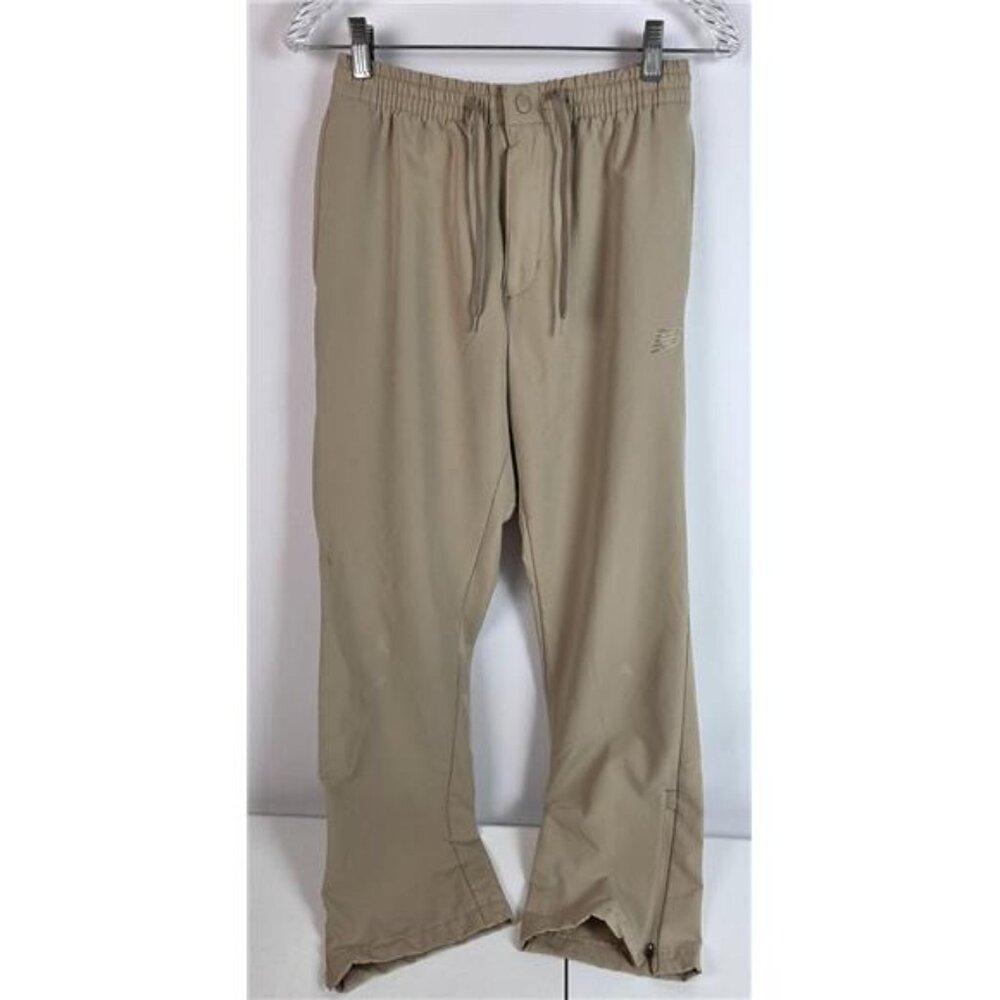 New Balance Womens Athletic Pants Size S Khaki Beige Zip Ankle Drawstring Pockes